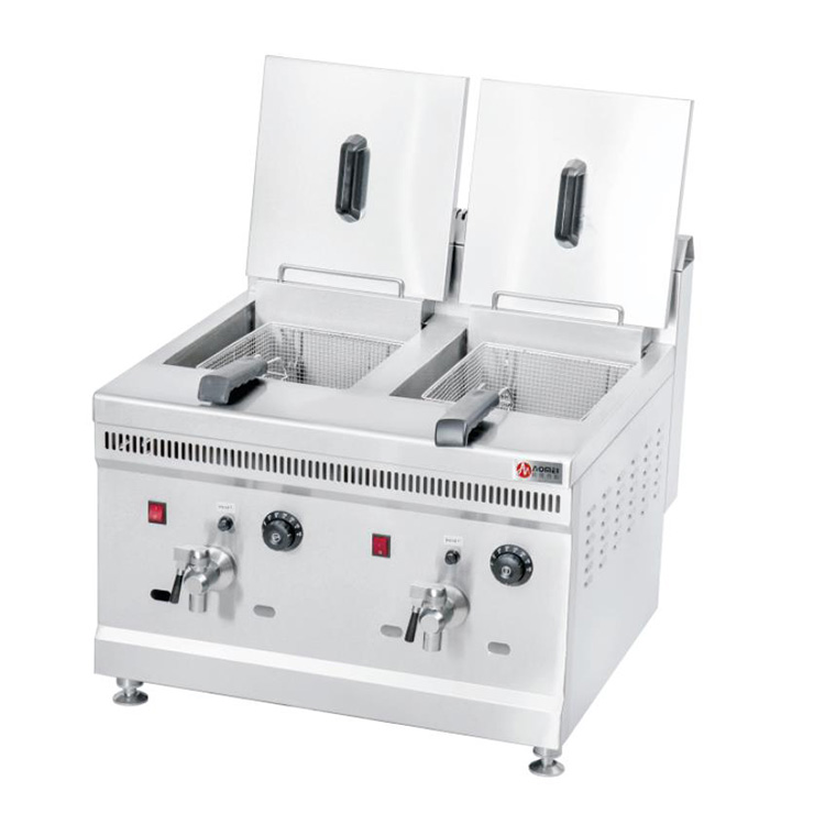 High Productivity 38KG Double Cylinder Deep Fryer for Fried Chicken and French Fries