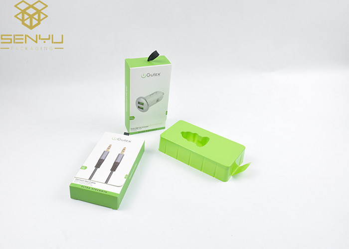 White Green 130gsm Mobile Accessories Packaging USB Data Cable Packing Box