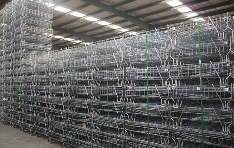 Heavy Duty Collapsible Wire Container Galvanized Metal Warehouse Storage Rolling Cart With Wheels