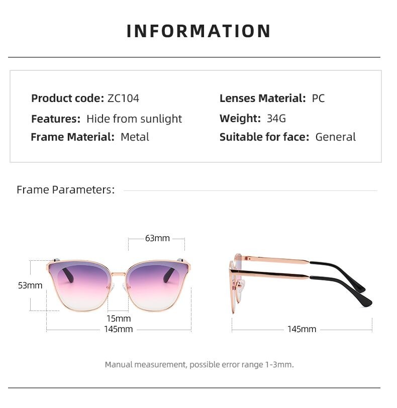 Womens Cat Eye Metal Frame Sunglasses Mirrored Tint Lenses CE