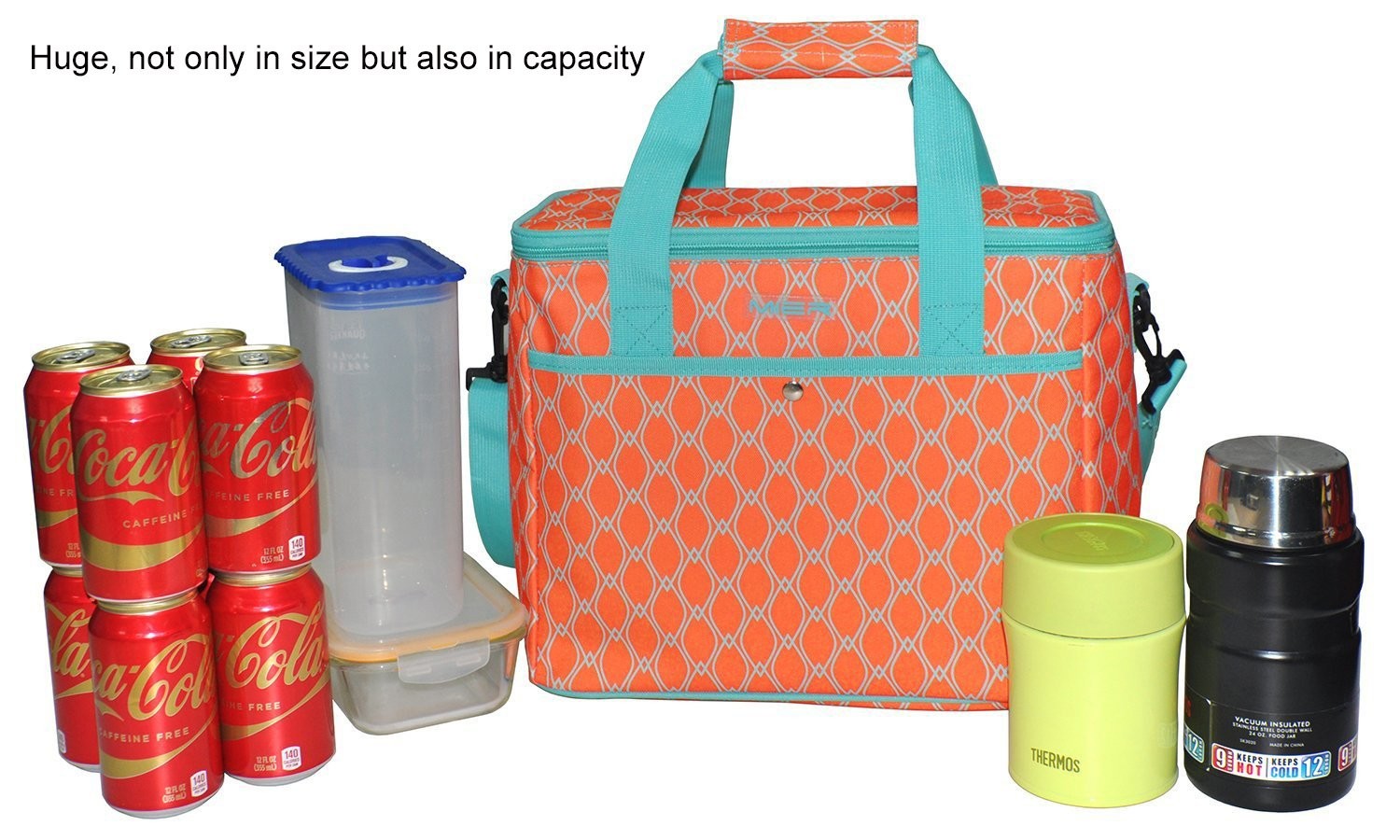 18L Large Soft Insulated Food Cooler Bags For Grocery Camping Orange Color