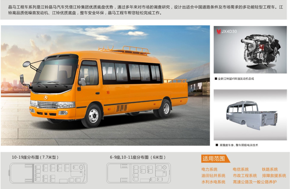 Jiangling Jingma 10-11 passenger and cargo transport vehicle engineering vehicle diesel two-wheel drive rear drive manua