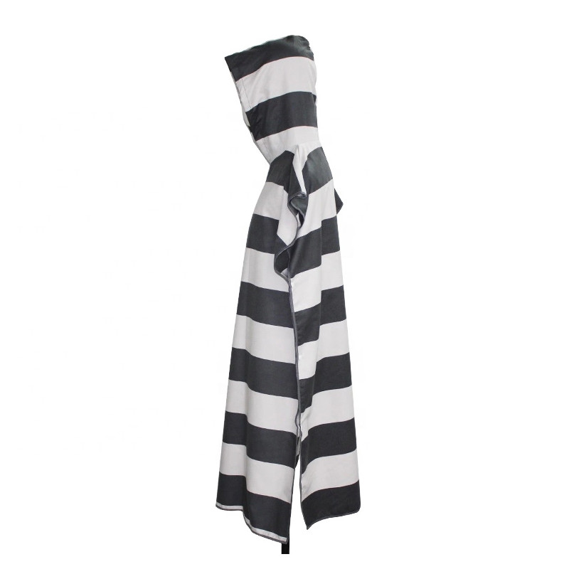 Customized Striped Microfibre Hooded Beach Towel Poncho For Kids