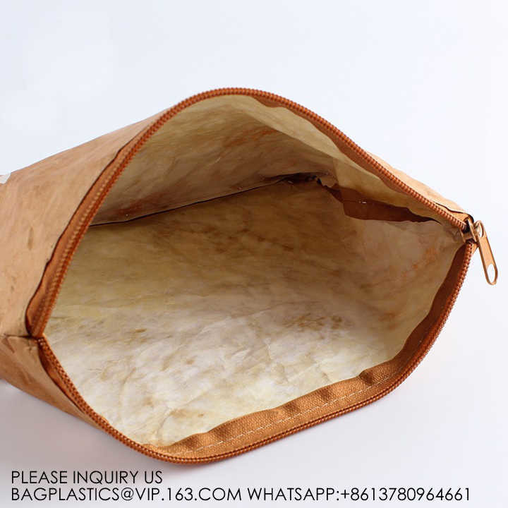 New Fashion Style Untearable Tyvek Zipper Cosmetic Bag New style quality black color tyvek zipper pouch packaging