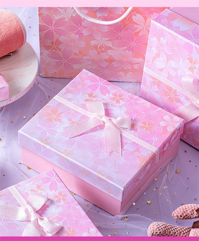Ribbon Bow Tie Lid and Base Carton Box, Luxury Gift Paper Packaging Boxes
