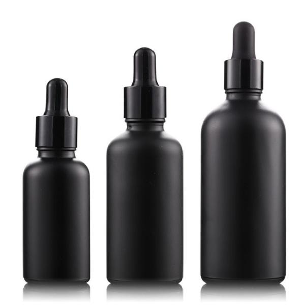 Quality Empty Essential Oil Bottles Glass Dropper Bottle  Black Aluminium Dropper for sale