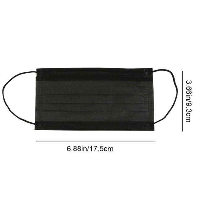 All black disposable face mask with 3 layers hood with elastic ear hook 3 layer face mask