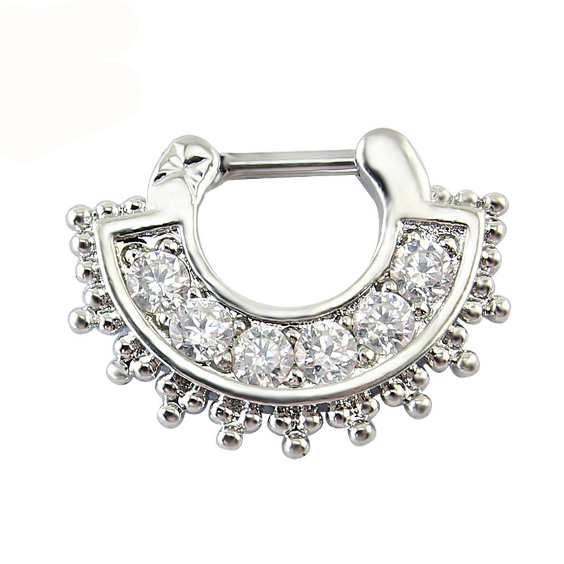 Women Septum Pierced Clicker Jewelry Trendy Septum and Nose Piercing Zircon Nose Hoop Rings Body Piercing Jewelry Septum