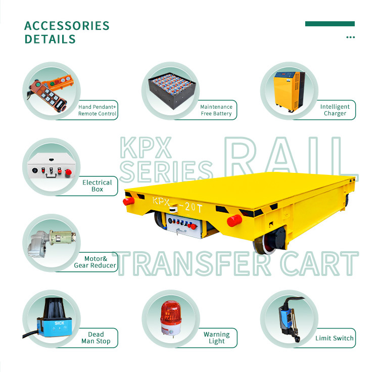 factory Battery Power Material Transfer Motorized trolley On Rails