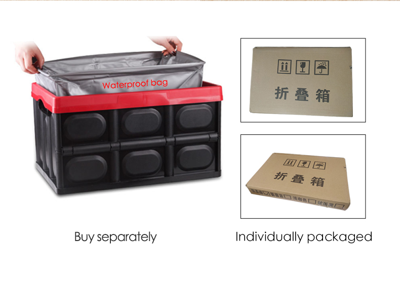 Beige Camping Collapsible Plastic Tote 10kg Plastic Car Boot Organiser