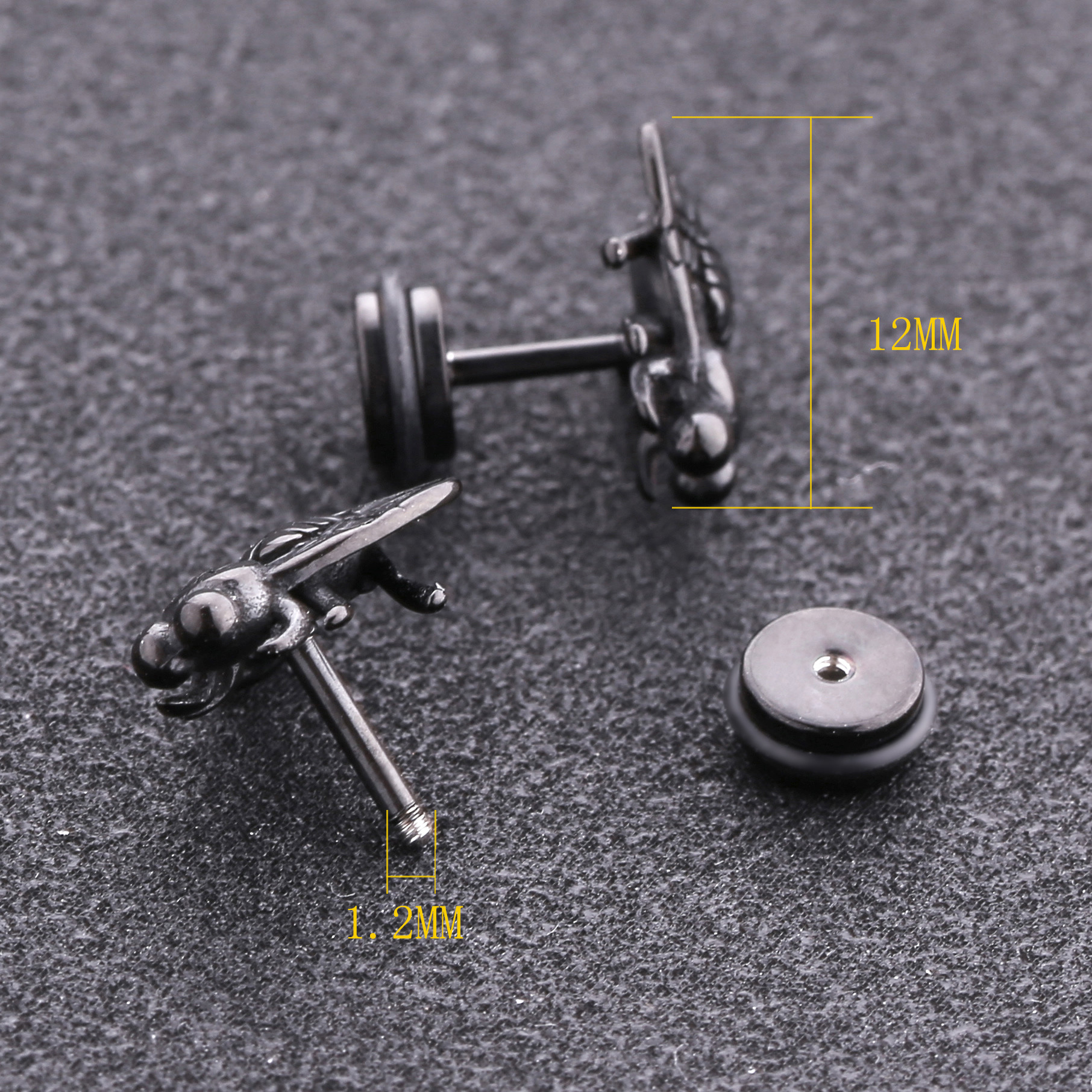 Unique stud earrings animal shape black stud earrings on hot sale