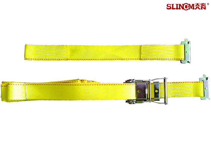 4 Inch 30 Foot Ratchet Tie Down Straps / Load Hugger Cargo Control Yellow For Motorcycle Lightweight