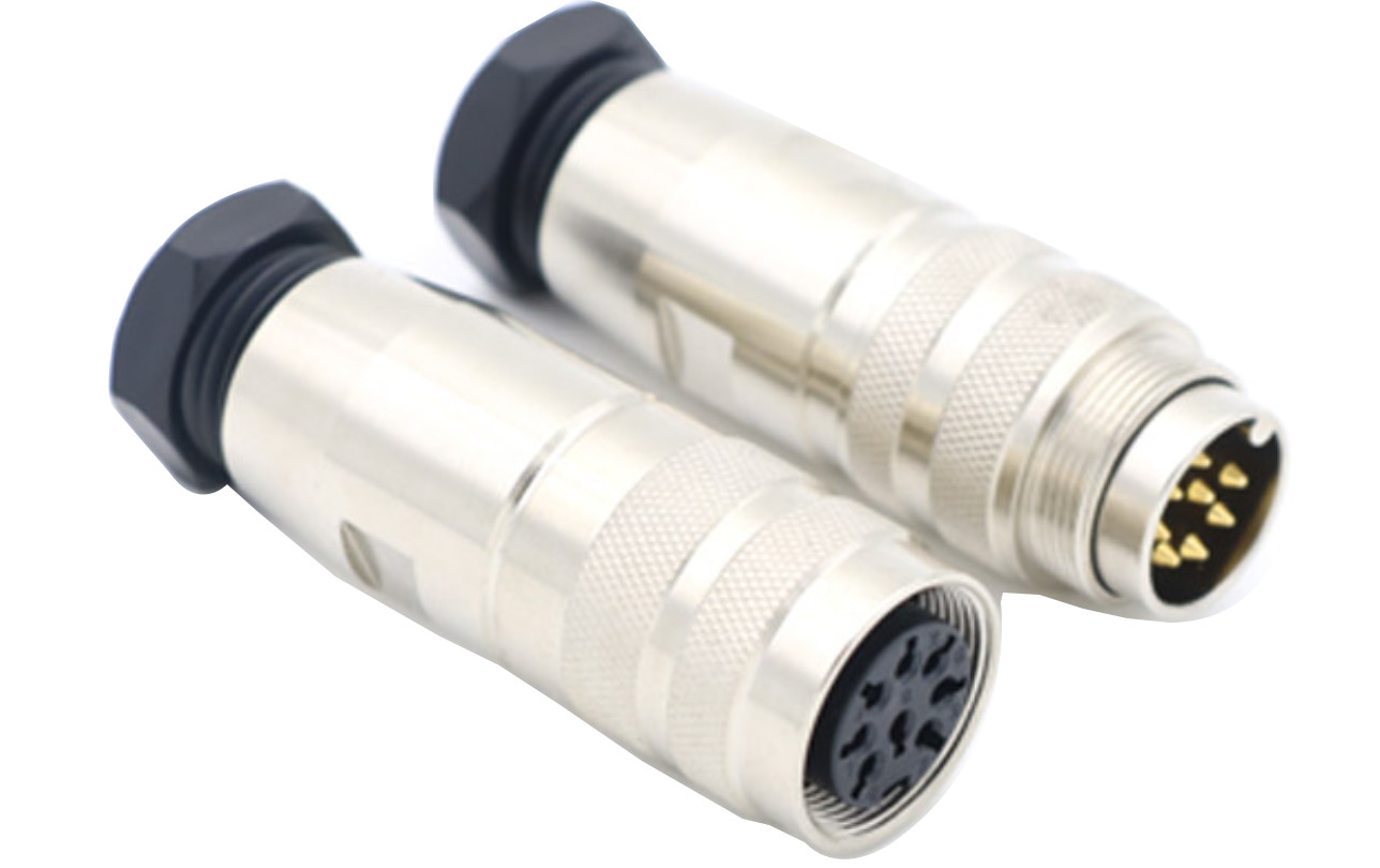 circular ip67 Anti Vibration Locking Screw Design M16 8pin Metal Sensor AISG Connector