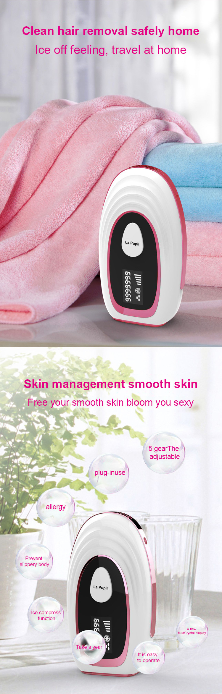 Shopify Dropshipping Laser Hair Removal Machine Women Portable Home Handset Laser Hair Removal