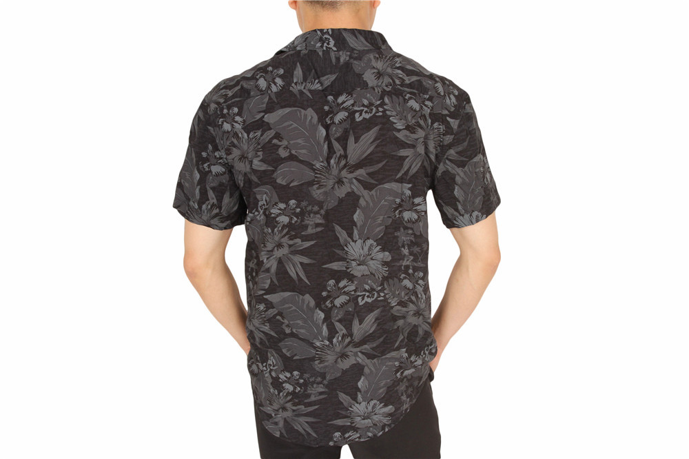Summer Printed Short Sleeve Shirts 100% Viscose Printed Silk Shirt Mens