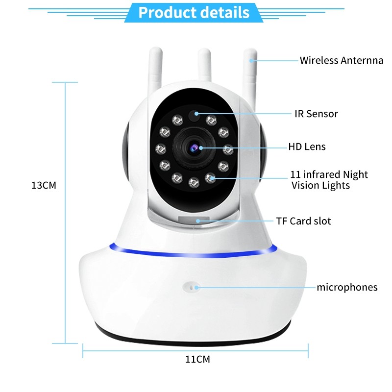 Mini indoor WIFI PT 1080P 2MP wireless onvif 128G TF card slot cloud storage home security network wifi camera