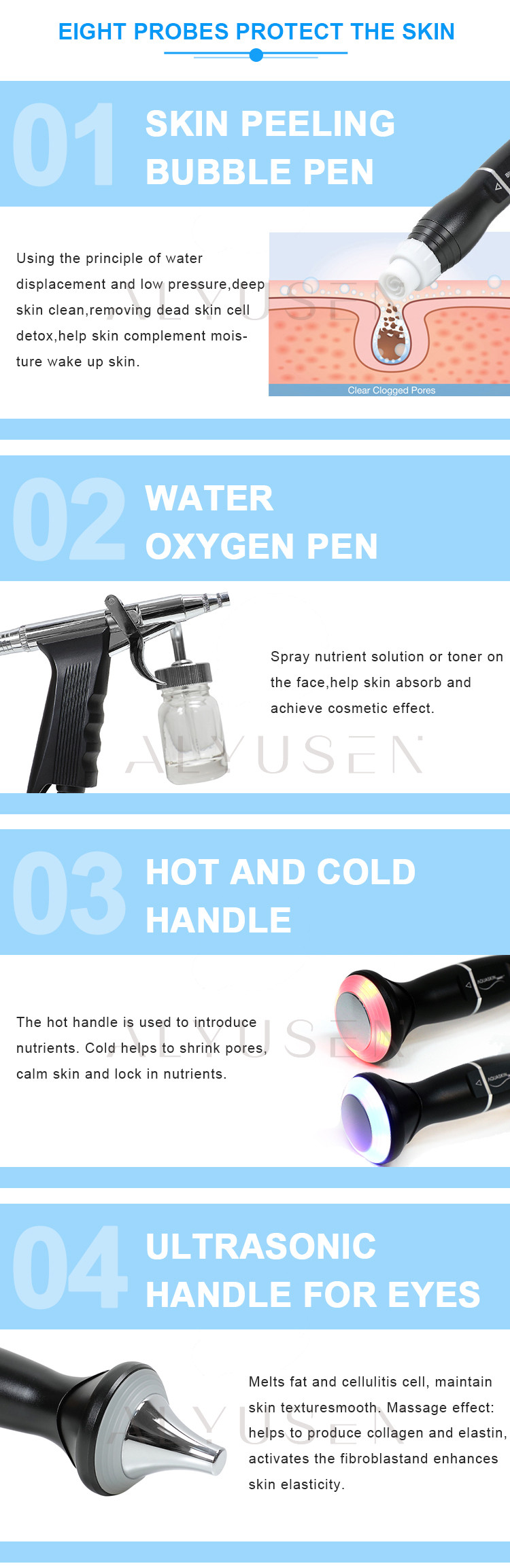Oxygen Facial Hydra Beauty Machine 8 In 1 Ultrasonic RF Cooling Hammer Equipment