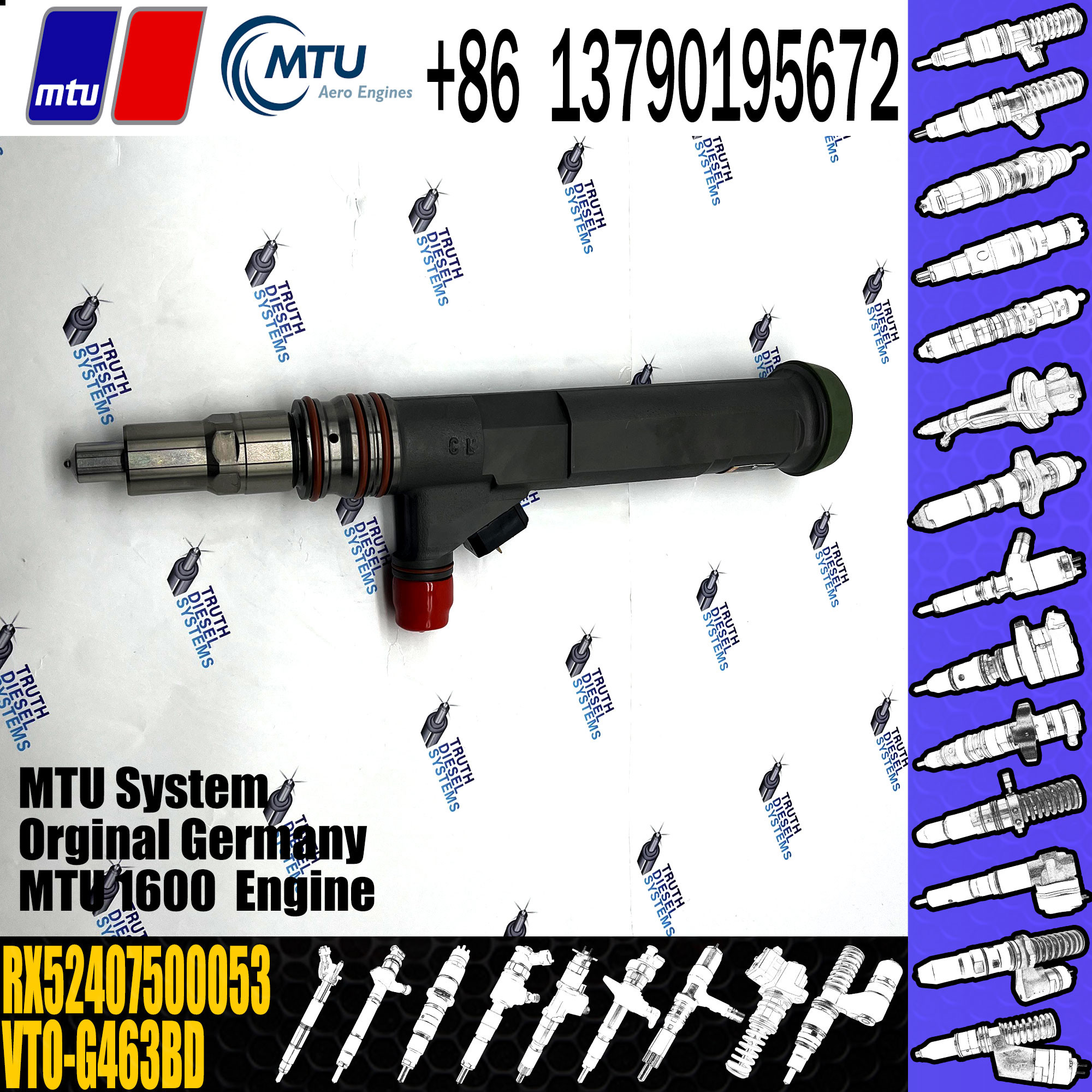 RX52407500053 Diesel Fuel Injector Common Rail Fuel Injector VTO-G463BD