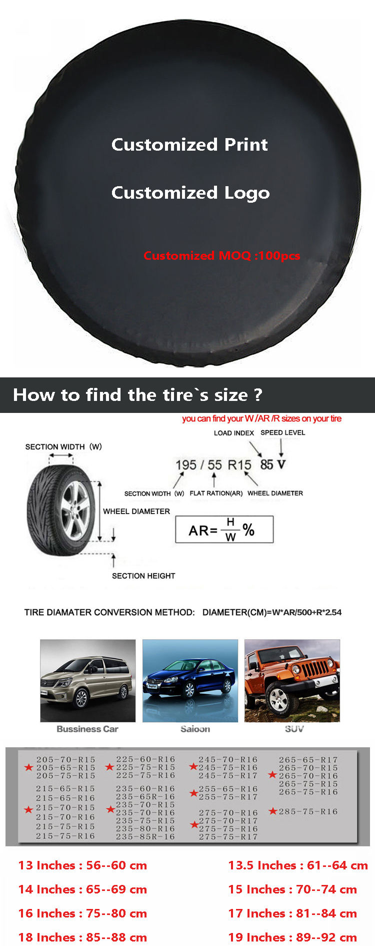 Wholesale customized printing durable spare tire cover plastic pajero spare tire cover