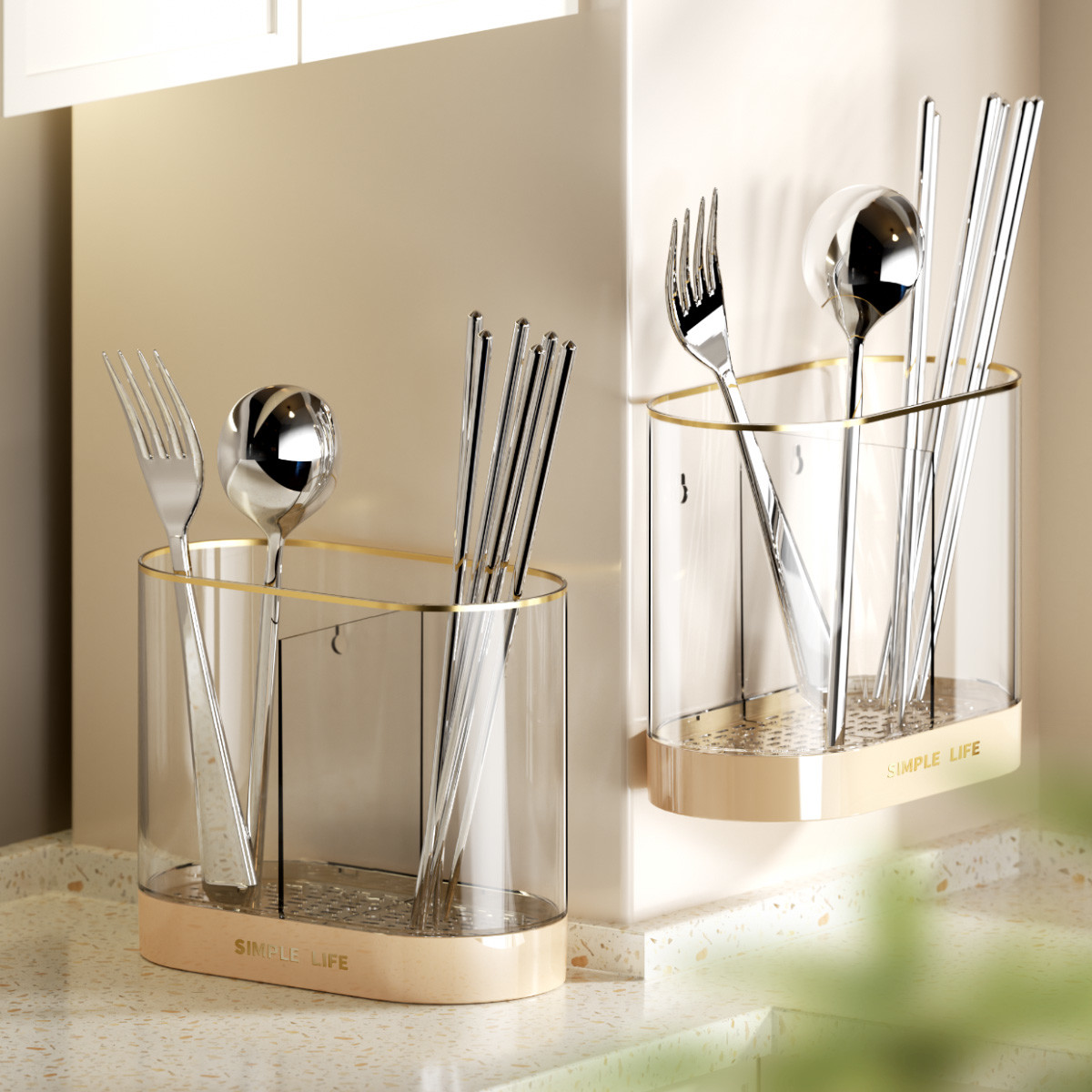 2 Sizes Kitchen Countertop Storage Utensil Holder Silverware Chopstick Organizer