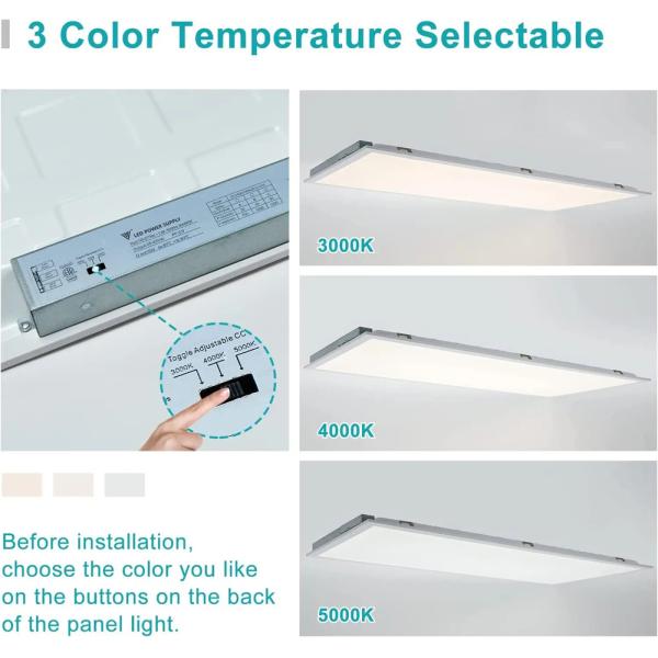2Ft 4Ft Led Panel Ceiling Lights 3CCT Switchable 50W Ceiling Light Panels