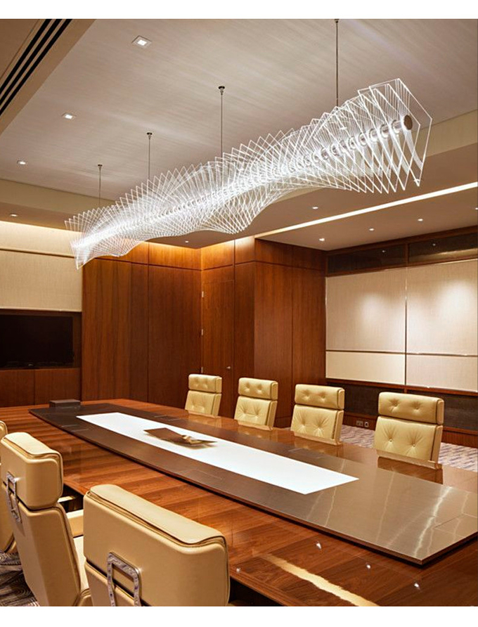 Wave Shaped Hotel Lobby Banquet Exhibition Hall Chandelier Art Custom Engineering Lamp