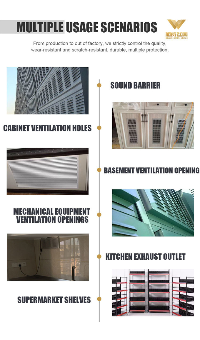 Light Aluminum 304 Stainless Perforated Sheet Plastic Film Covered Louver Punching Metal Mesh