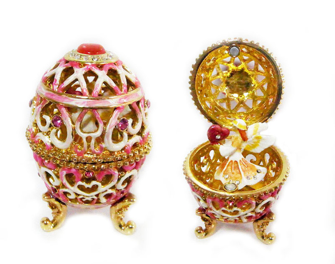 Vintage Style Hand Painted Easter Egg Jewerly Trinket Box Love Angel Jewelry Box Faberge Egg Jewerly Trinket Box