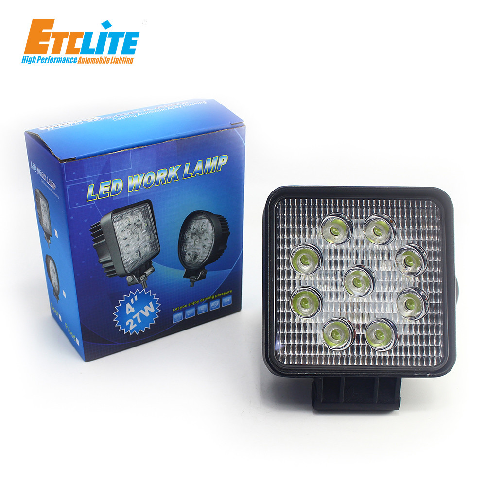 tractor Rechargeable LED Automotive Work Light Square 4.3Inch 27W