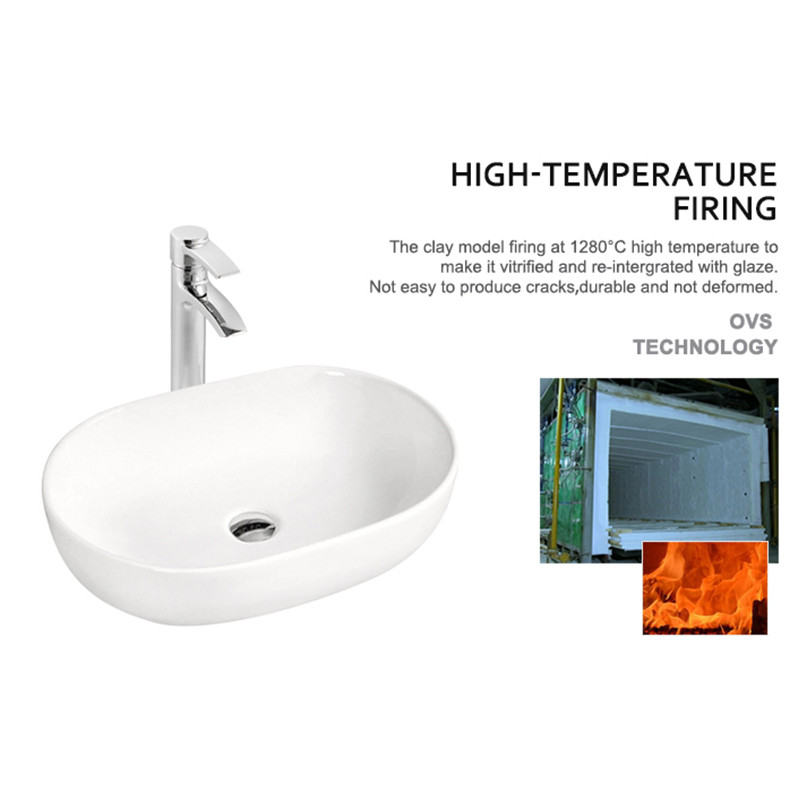 Ceramic Oval Counter Top Bathroom Sink 18 Inch 15" Depth