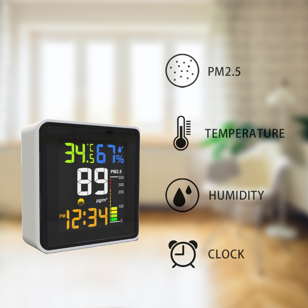 Temperature Humidity Air Quality Monitoring Device Portable PM2.5 Detector For LCD Digital Display