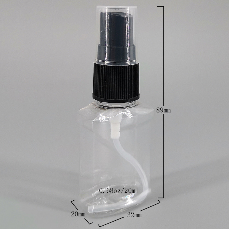 Transparent Square 4.5g 20ml Plastic Mist Spray Bottle