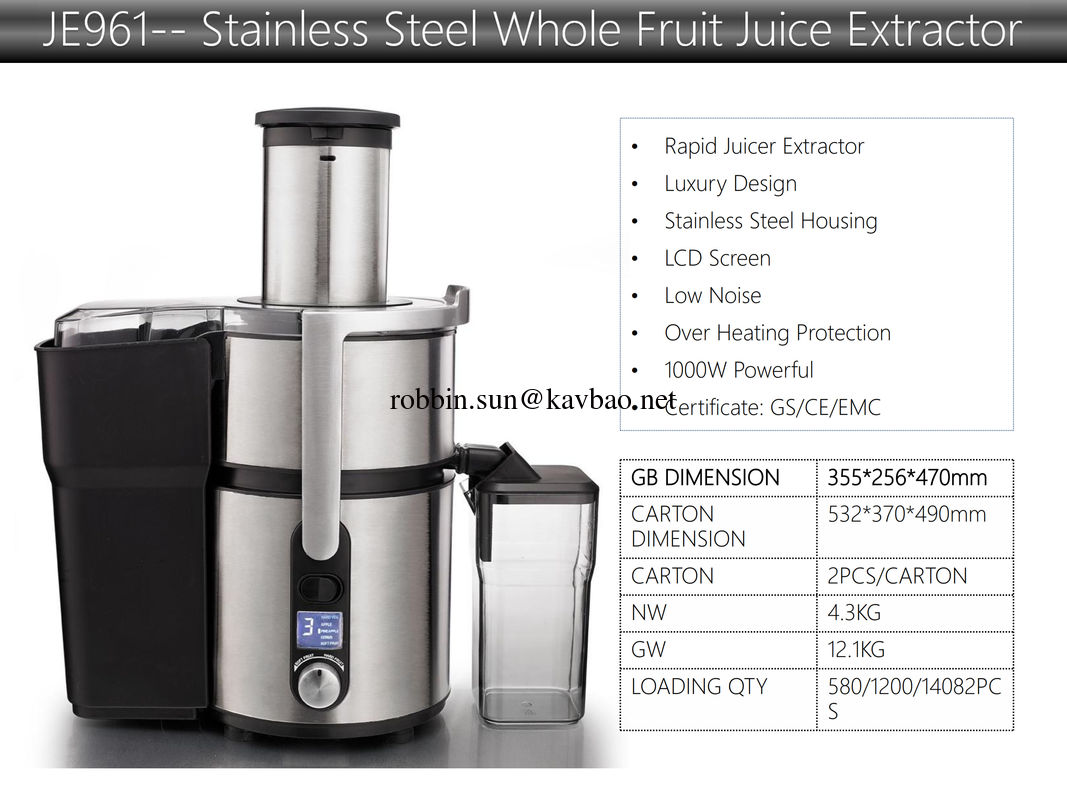 1000W Stainless Steel Luxury Juice Extractor with LCD