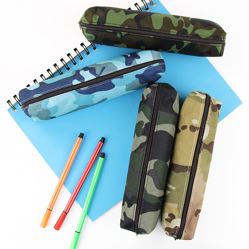 Factory Customized Camouflage Pencil Case Canvas Pencil Bag School Supplies Stationery Box Drawing package Cosmetic Pouch