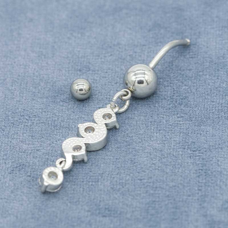 Metal Belly Button Hoop Piercing 14G S Shape Shiny Dangle Golden Moon