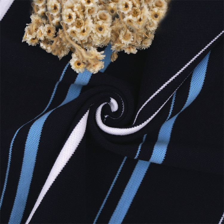 Comfortable Moisture-Wicking Breathable Durable Striped Material Fabric For Polo Shirt