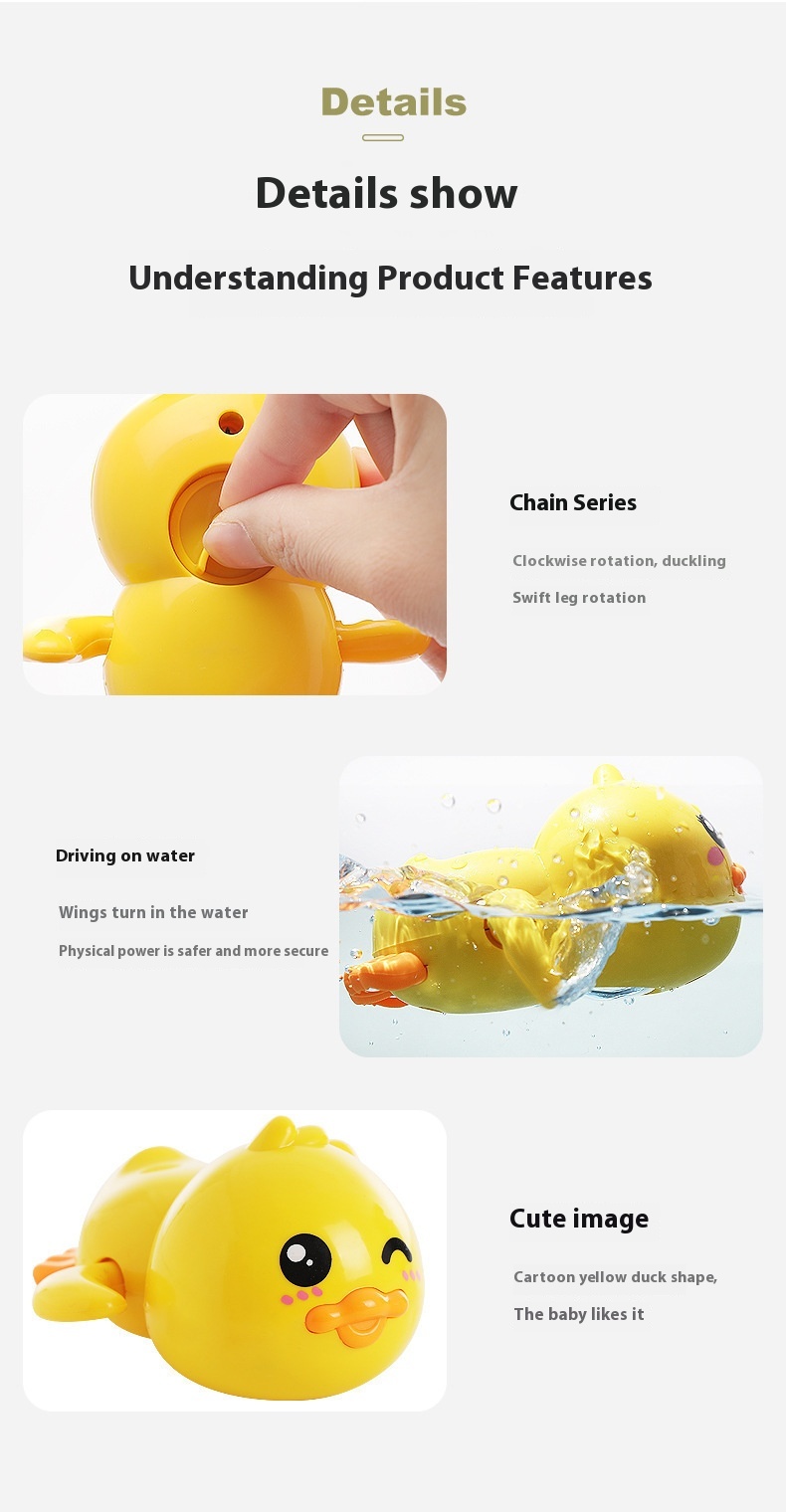 Yellow Duck Bath Toy for Toddlers Lovely Floating Bath Duck Mini Water Clockwork PVC Educational Swimming Toy Bathroom Children