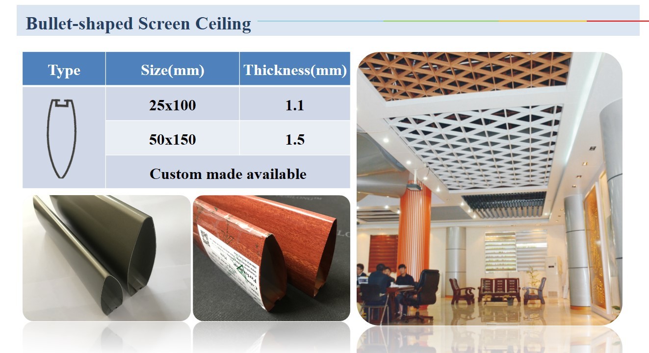 Wood Look Aluminum Profile Plank Decorative Suspended Metal False Ceiling for Shopping Mall