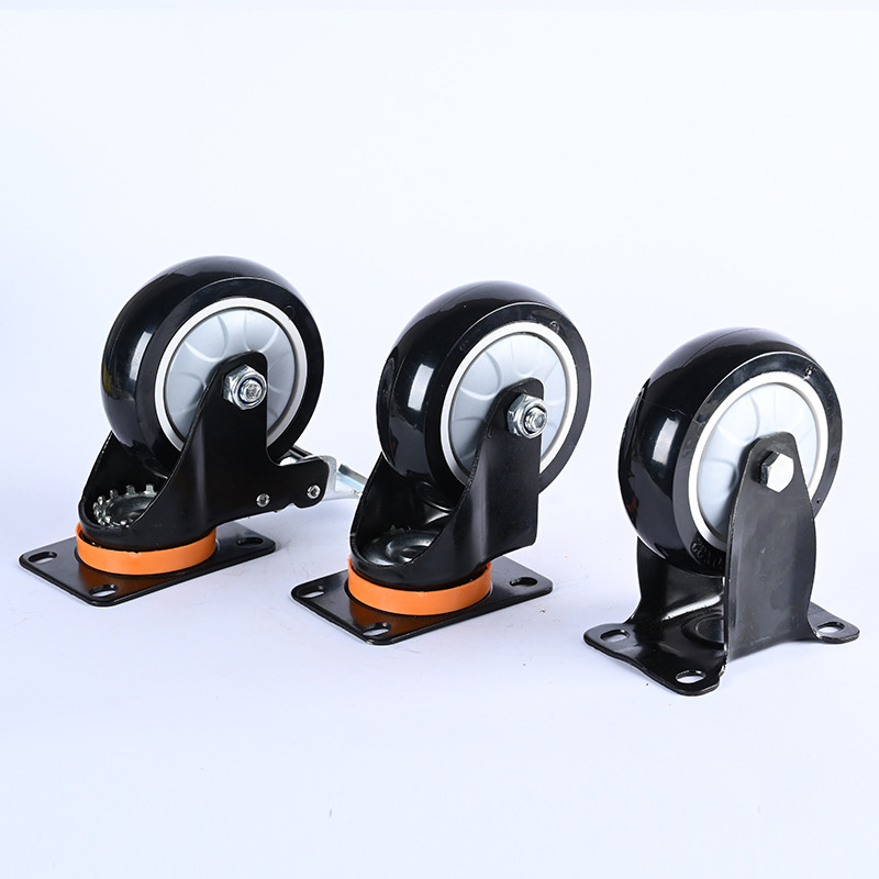 3&quot; 4&quot; 5&quot; Industrial Furniture Trolley Black Single Bearing Castor Wheel