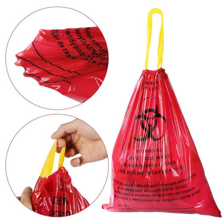 12-16 Gallon Specimen Transport Biomedical Waste Disposal Bags With Drawstring