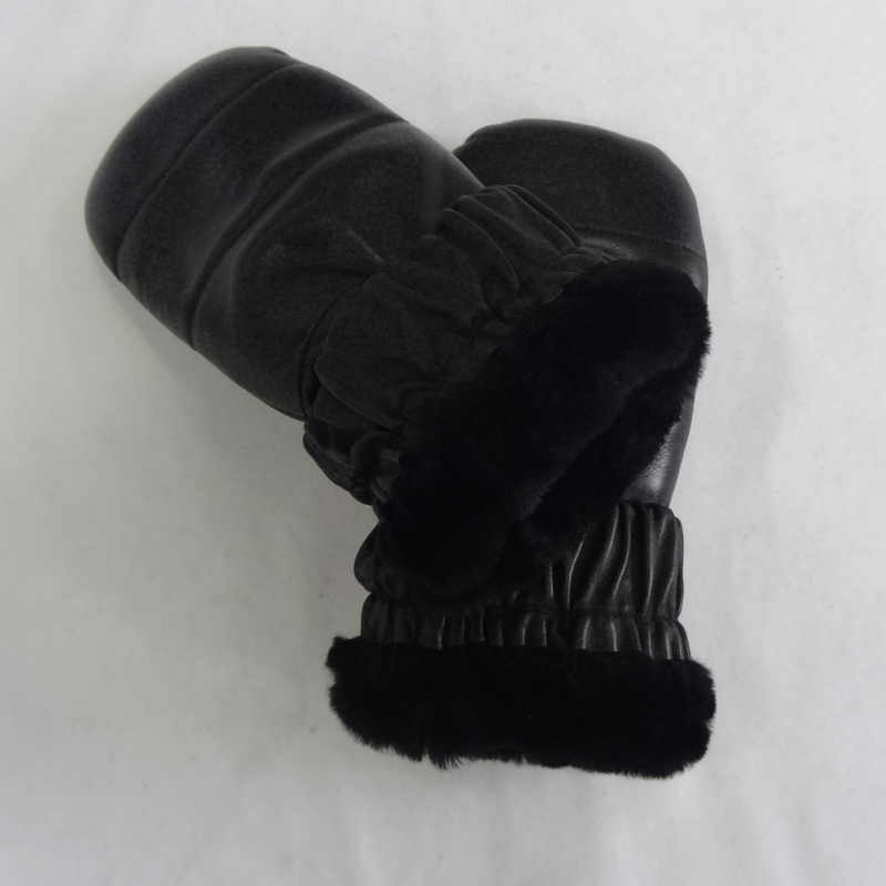 Original hot sale black warm sheepskin leather mitten gloves in winter