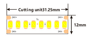 12mm 4610lm/M High Efficiency LED Strip Tape High Luminous Led 34W/M 256LEDs/M