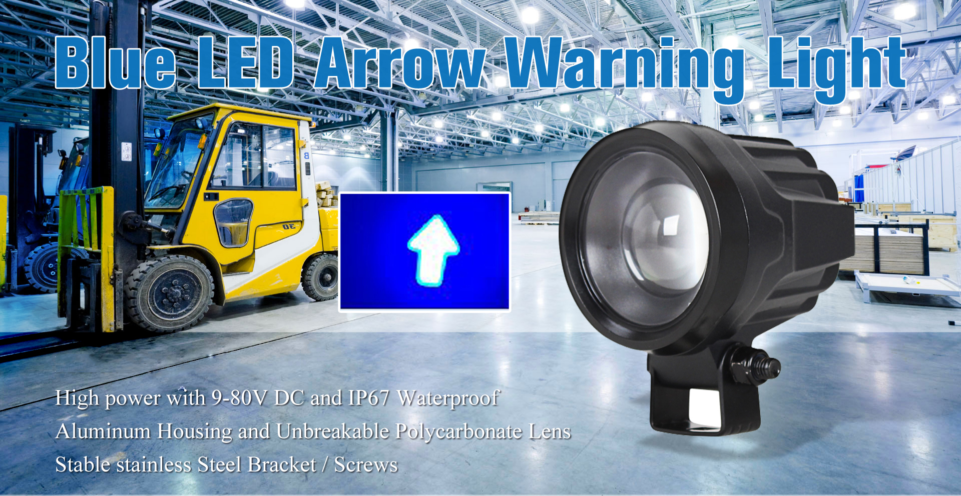 10W Stainless Steel Offroad IP67 Blue Light Forklift