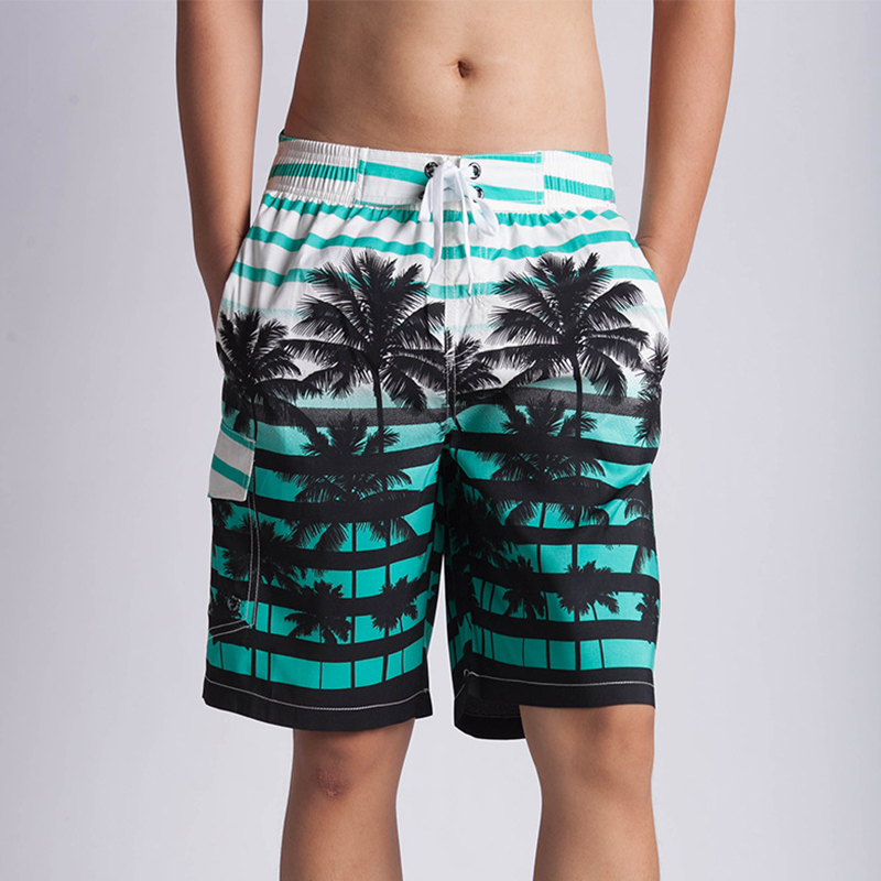 Oem Factory Manufacturer Custom Logo Knitted Beach Surf Shorts Hawaiian Style Male Swimming Wear