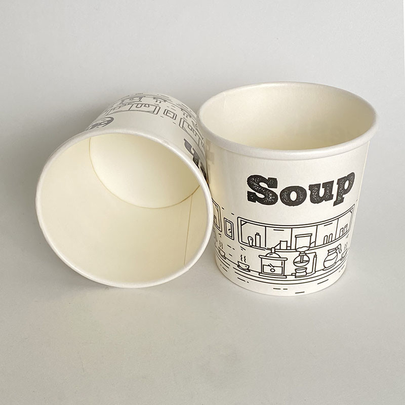 360ml 12oz Soup Paper Cup With Lid Single Wall Biodegradable Bowls