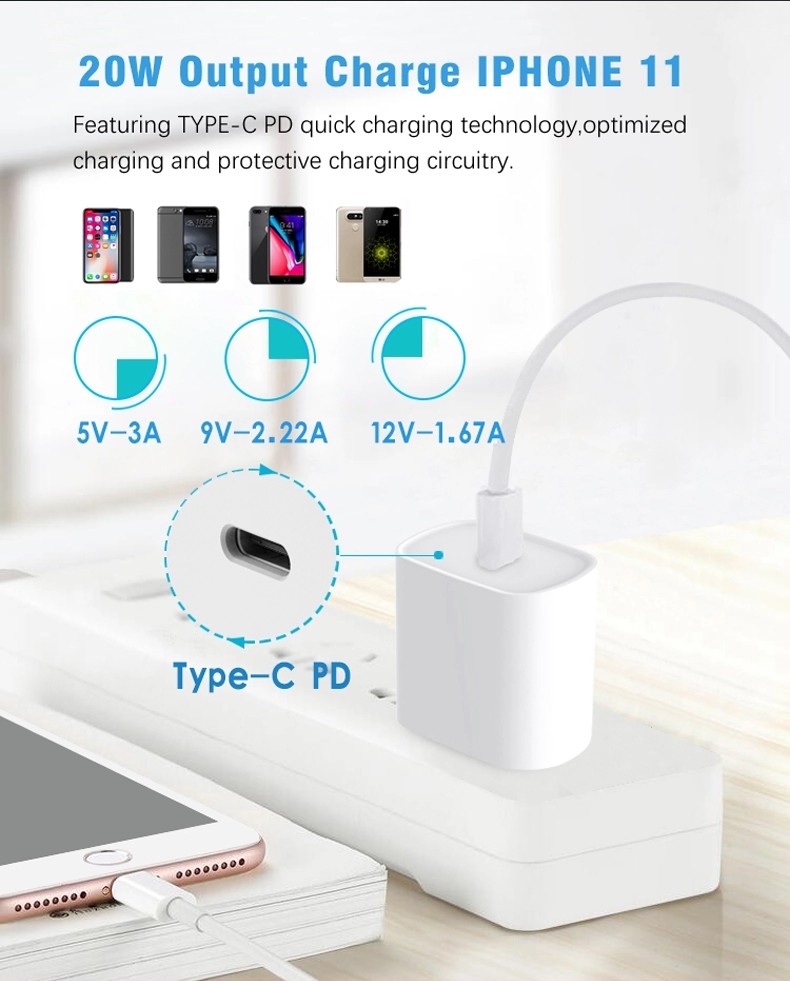 Fast Quick Charger USB Plug Type C PD Travel Wall Charger,Power Adapter with Quick Charge 3.0 Mains Wall Charger