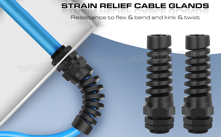 Bend-Protecting IP68 Cable Glands, Flex-Protecting Nylon NPT Insulating Cable Glands for Flexible Cables
