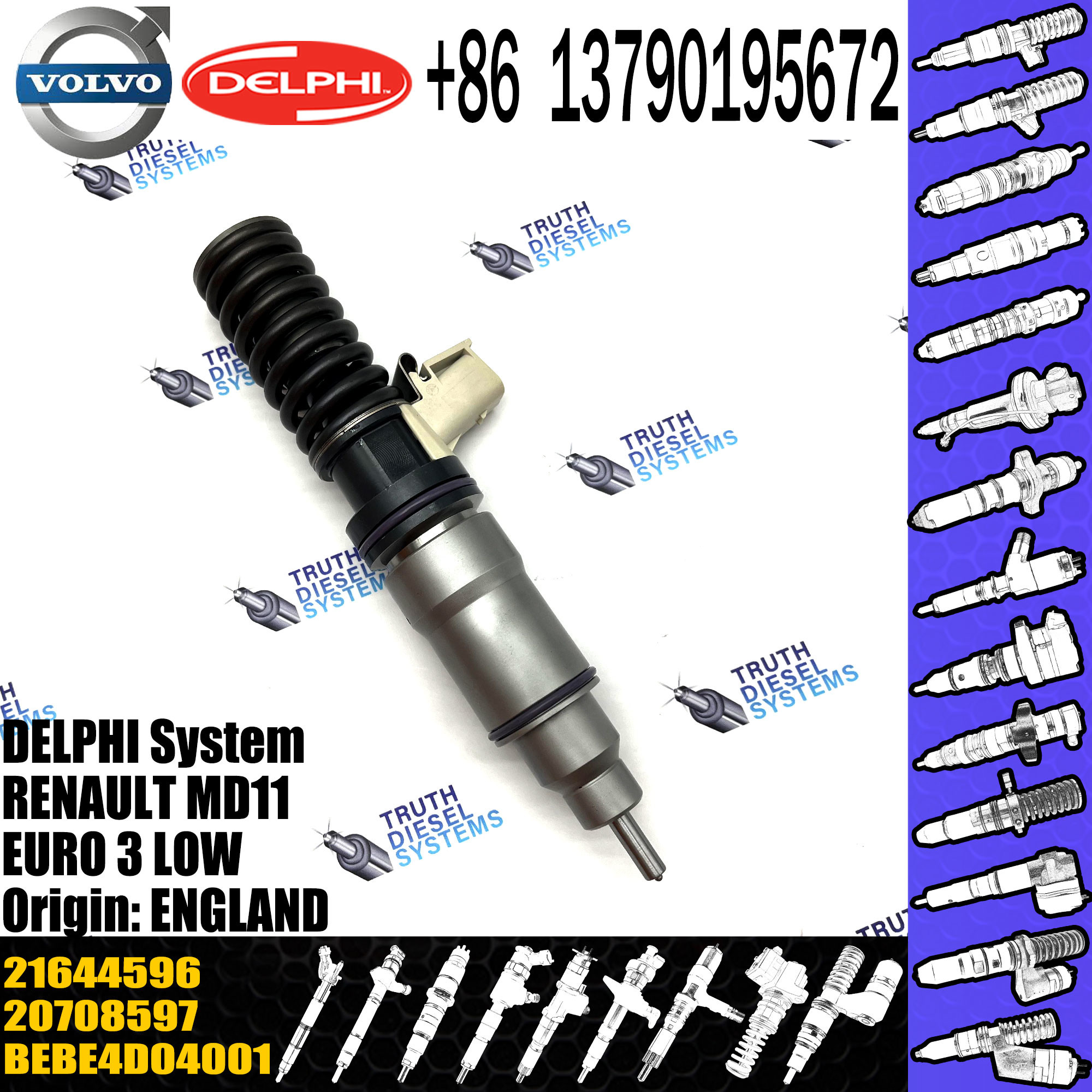 Diesel Fuel Injector 20972223 21644598 BEBE4D35002 BEBE4D16003 20972223 21644598 For FH13 EURO5 2108884 21644596