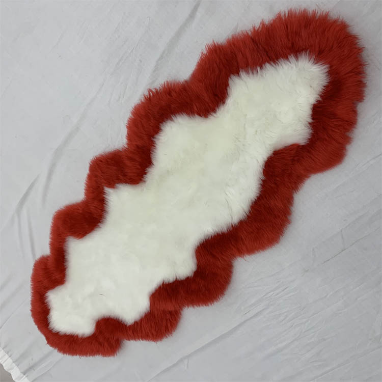 Imitation Washable Sheepskin Rugs Dyed White Red