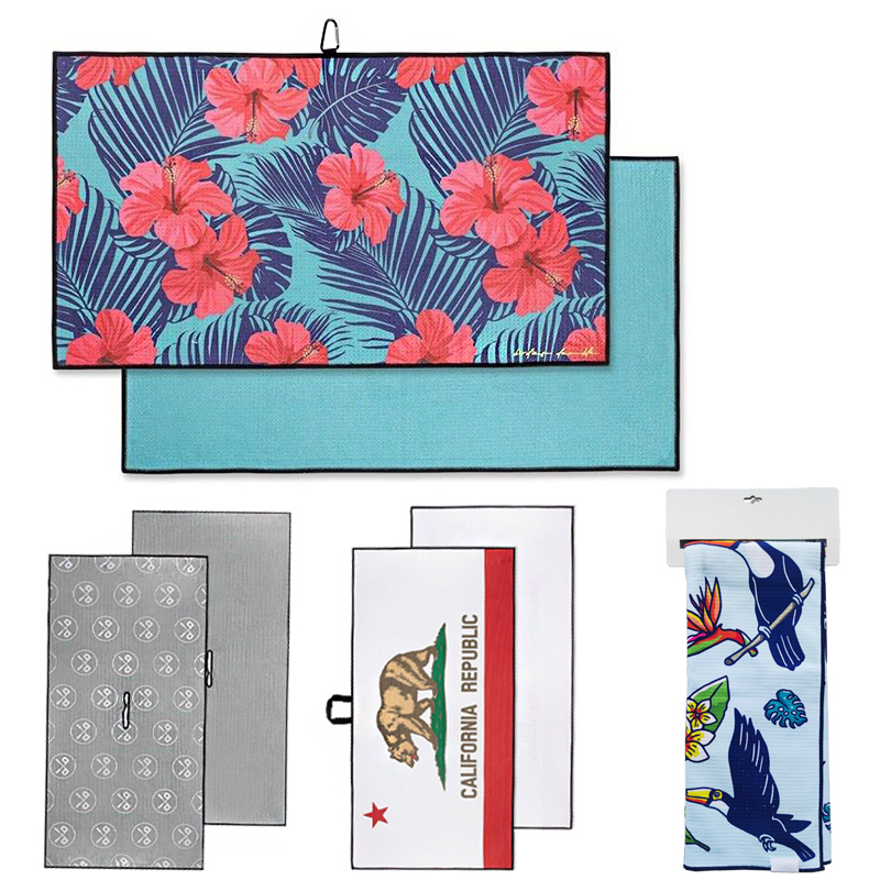 OEM Stock Microfiber Golf Towels Wholesale Custom Print Microfiber Golf Ball Towel Magnetic Waffle Golf Towel With Magnet